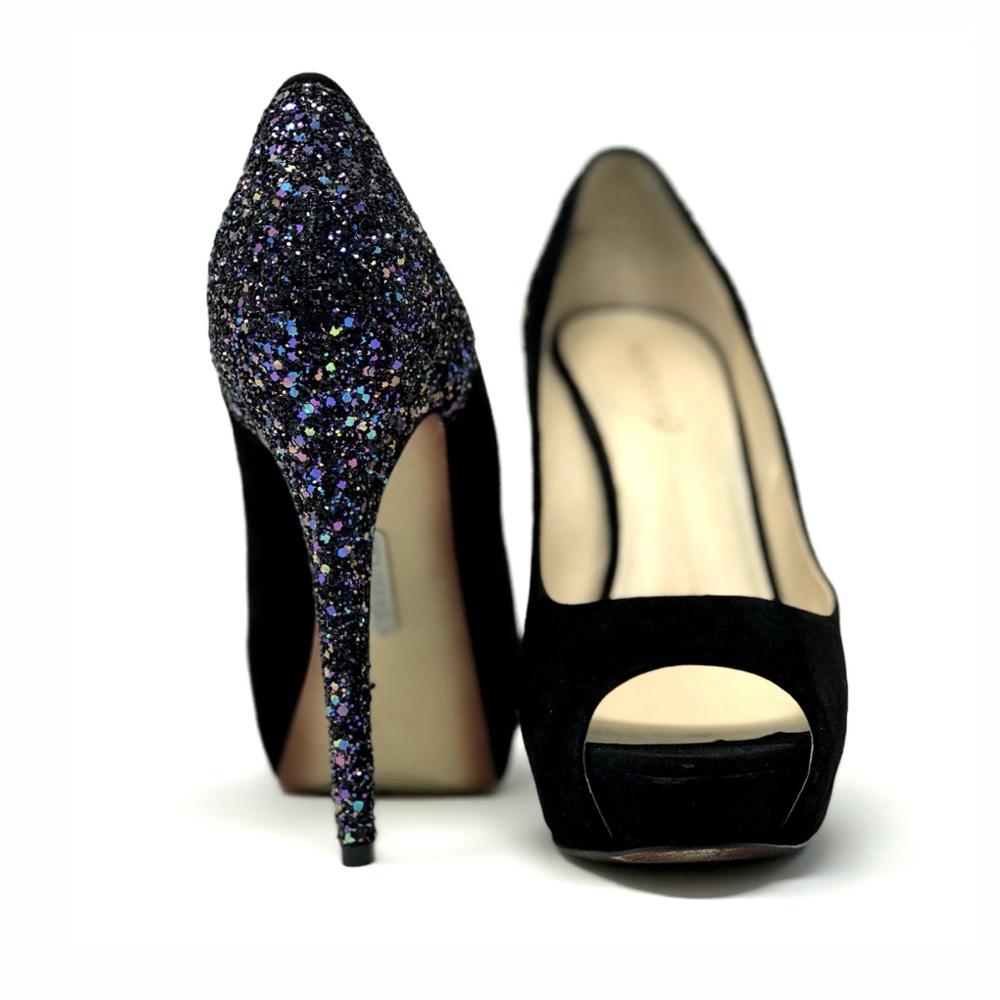 💐BOUTIQUE 9💐 Suede Purple Glitter Pumps - Picture 3 of 13